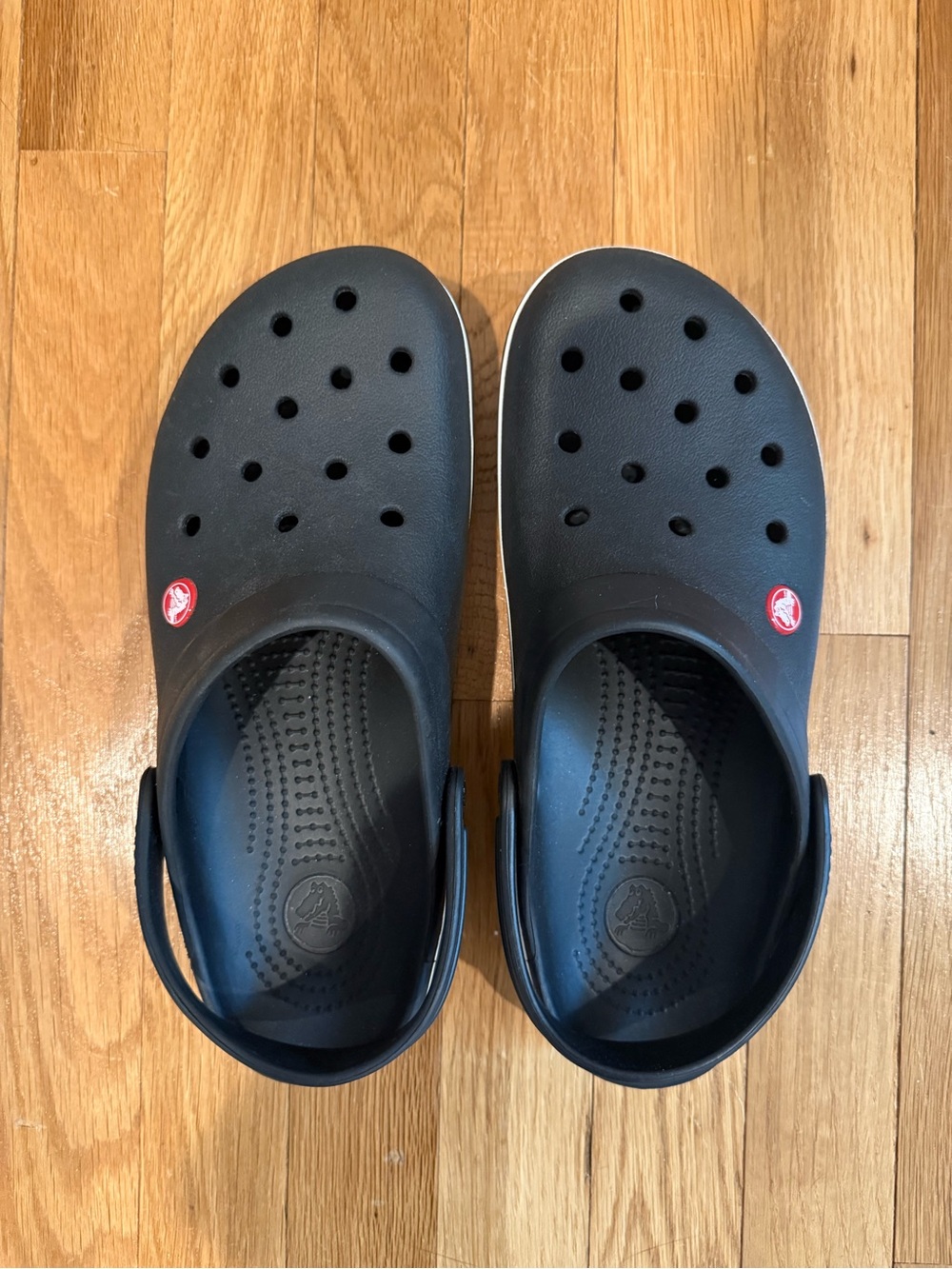 CROCS Black Clog with Red Logo Accents-Barely worn and in great condition!